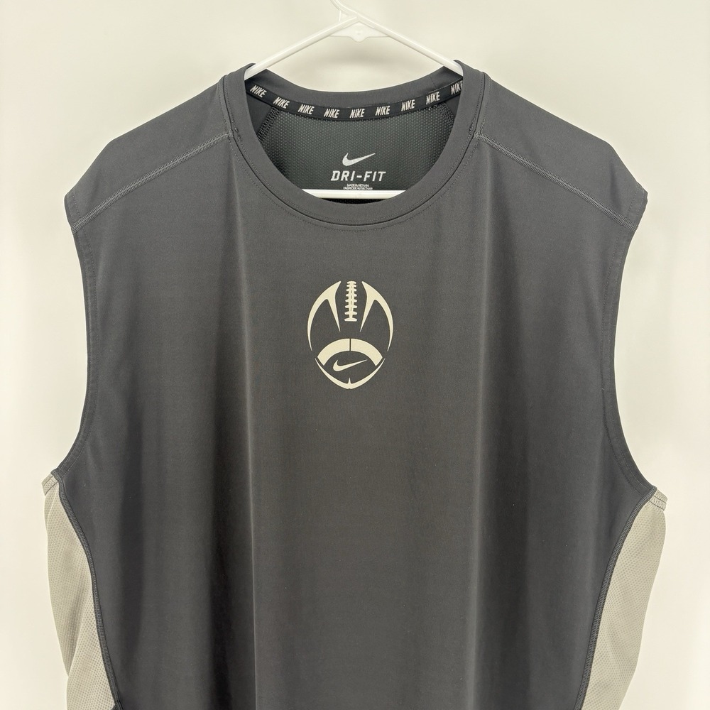 Nike Football Dri-FIT Sleeveless Training Shirt Breathable Men XXL Gray Mesh